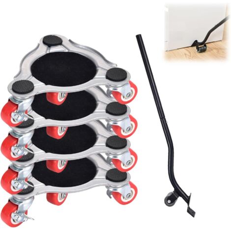 Kit de ruedas para muebles de alta resistencia, capacidad de carga de 400 kg, kit de movimiento, elevador de muebles, ruedas giratorias con freno, plataforma móvil para sofá y cómoda. (1/5)