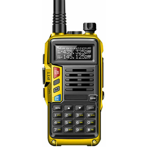 Walkie-talkie portátil UV-S9 de doble banda, 10 W, radioaficionado, 2 antenas, 10 km de largo alcance, función VOX, 128 canales, amarillo (1/5)