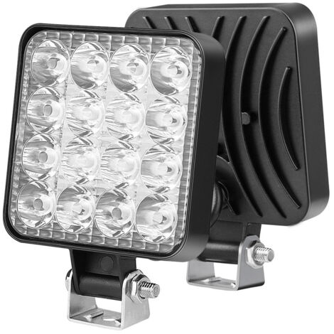 luces de trabajo LED cuadradas de 3,3 pulgadas, 48 W, 12 V, focos para todoterrenos, coches, camiones, SUV, tractores 4x4, luz antiniebla.