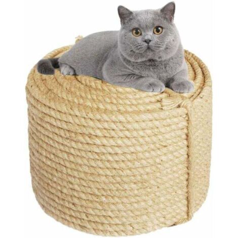 Cuerda de yute de 6 mm para reparar y reemplazar pilares, árboles rascadores, almohadillas, tapetes y juguetes para gatos, para envolver tuberías, escaleras y neumáticos, y para decorar el hogar. 6 mm
