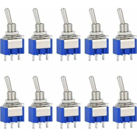 10 interruptores de palanca mini de 3 pines y 2 posiciones, CA 125 V, 6 A, encendido/encendido, para Arduino, coche, camión, barco, vehículo. (1/5)