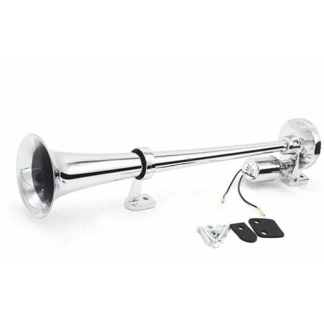 Kit de bocina de aire cromada de un solo tubo, 150 dB, 12 V/24 V, universal, para tren y camión, color plateado (1/5)