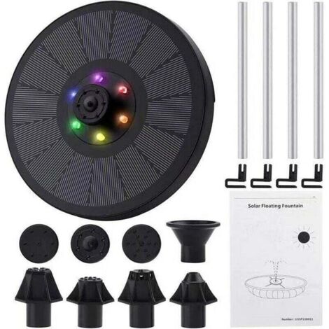 Bomba de fuente solar SP13D, 3 W, para baño de pájaros, con luz LED, para lavabos, acuarios y jardines, color negro (paquete de 1) (1/5)