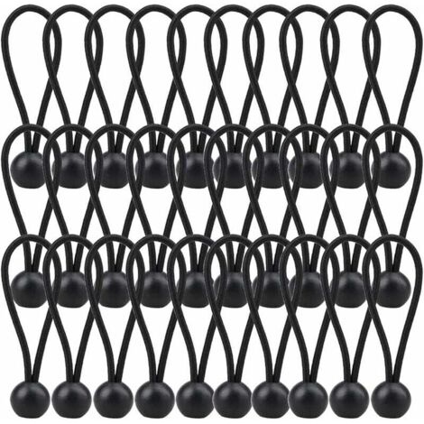 30 cuerdas elásticas para lona de 140 mm, para carpas, carpas y cortinas, color negro. (1/5)