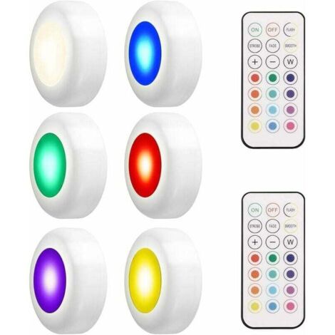Foco LED inalámbrico de 18 W para debajo de gabinetes de cocina, con control remoto, resistente al agua IP44 (paquete de 6) (1/4)