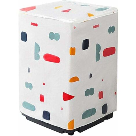 Funda para lavadora, secadora, impermeable y a prueba de polvo, dos piezas con estampado geométrico y floral (para lavadoras tipo concha) (1/5)
