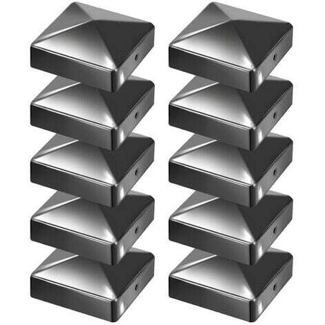 10 tapas para postes piramidales de alta resistencia para cercas, color negro, 91 mm (1/4)
