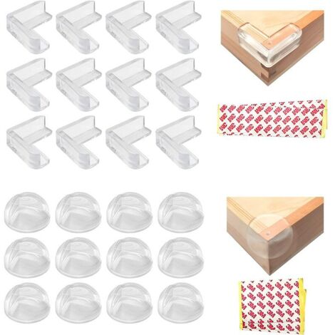 Protectores de esquinas de mesa a prueba de bebés, 24 piezas transparentes de seguridad para niños, protectores de esquinas de seguridad para bebés con adhesivo reforzado, para esquinas de mesas y mue (1/5)