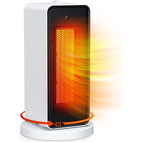 Calefactor de baño de 1200 W con oscilación PTC de 90°, 6 modos de temperatura, protección contra vuelcos y sobrecalentamiento para oficina y sala de estar. (1/5)