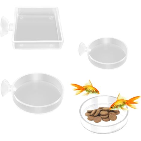 Comedero para acuario, 3 piezas, comedero para camarones, acrílico transparente, con ventosa (1/5)