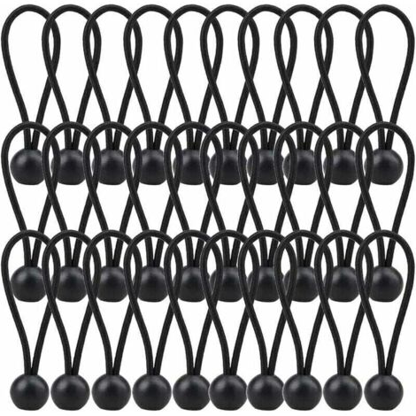 30 cuerdas elásticas para lona de 140 mm, para carpas, carpas y cortinas, color negro. (1/5)