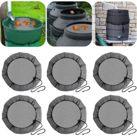 6 redes para cubrir barriles de lluvia con cordón, protección contra hojas y repelente de mosquitos - Ø80 cm (1/5)
