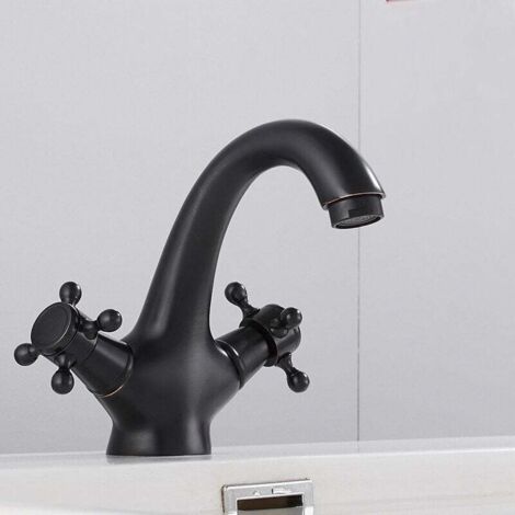 Grifo de lavabo victoriano tradicional con doble manija en forma de cruz, grifo de baño vintage, Hegu (1/4)