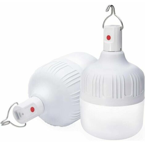 Linterna de camping, paquete de 2, 5000 lúmenes, 5 modos de iluminación, 60 W, LED regulables, recargables a batería, bombilla portátil para acampar al aire libre. (1/5)