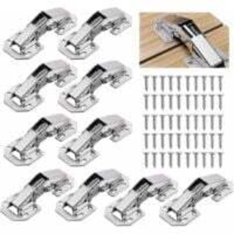 10 bisagras para puertas de gabinete con tornillos, bisagras de 3 pulgadas y 90° para muebles de cocina. (1/5)