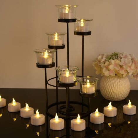 Vela Led Efecto Llama De Té Sin Llama, Color Blanco Puro, Con Batería De Más De 200 Horas De Duración, Velas Votivas Eléctricas Falsas Para Navidad Y Festividades, Paquete De 12