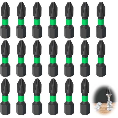 Juego de 20 brocas Phillips interesantes: brocas de impacto de acero magnéticas multifuncionales, adecuadas para todos los destornilladores y taladros, etc. (1/5)