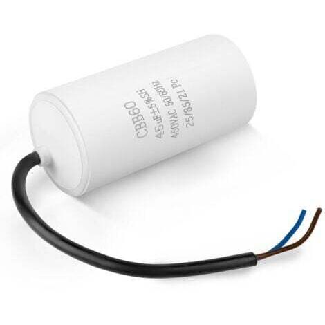 Condensador CBB60 de 40 µF y 450 V, 2 cables, 100 mm, para arranque de motor eléctrico, compresor y bomba de agua.