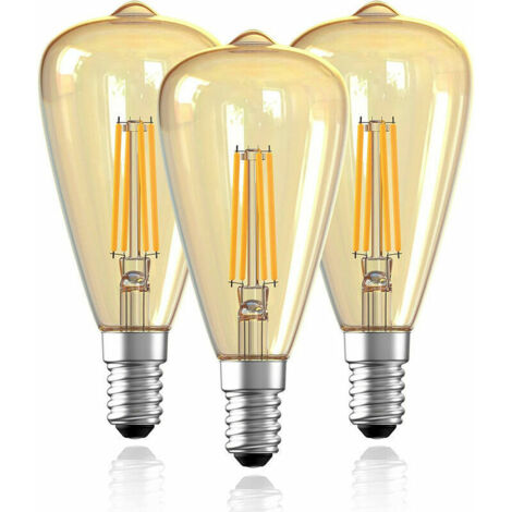 Bombilla vintage E14, ST48 E14 LED Edison, lámpara decorativa retro, bombilla Edison vintage antigua, 4 W, filamento blanco cálido, para restaurante, cafetería y bar (3 unidades) (1/5)