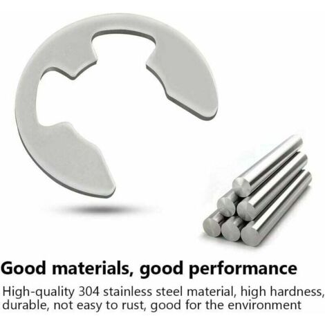 Surtido de 120 anillos de retención de acero inoxidable 304 de 1,5 mm a 10 mm, kit de anillos de retención tipo E con caja de almacenamiento (1/5)