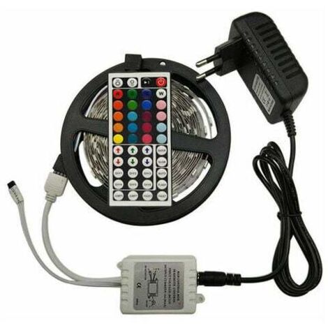 Tira de luces LED de 15 m con cambio de color RGB para el hogar, la cocina, el dormitorio, el bar, con control remoto IR, modo bricolaje. (1/3)