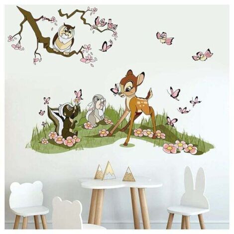 Pegatinas de pared de animales del bosque, Bambi, jungla, extraíbles, para habitación de bebé y niño. (1/5)