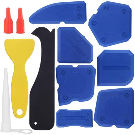Juego de 12 herramientas de silicona para calafateo: kit de acabado para eliminar selladores y lechada con escurridores, almohadillas de silicona, tapas de boquillas y más, ideal para el baño. (1/5)