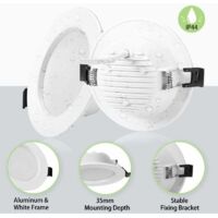 Foco empotrable de pared y techo Set de 10 Focos LED Empotrables Extraplanos, Focos LED para Baño IP44, 5W 310LM Blanco Neutro 4000K, Ultrafino 35mm, Foco LED Extraplano, Foco LED Integrado Ac8