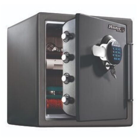 Master Lock – Coffre-fort de sécurité XL avec double verrouillage électronique – Acier résistant au feu 120 min – Étanchéité jusqu'à 20 cm – LTW123GTC