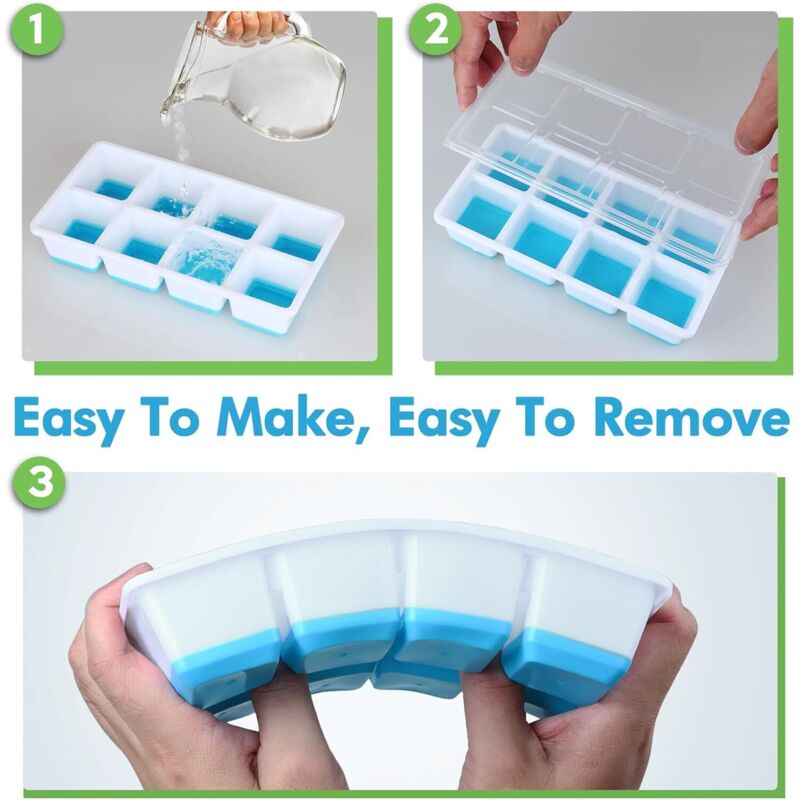 Lot de 2 bacs à glaçons en silicone XXL avec[S132] - Achat / Vente bac