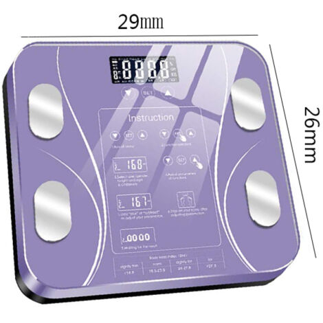 TrackFit Balance numérique intelligente BMI - Mesure du poids et de la graisse corporelle - Balance de salle de bain en verre Bluetooth précise