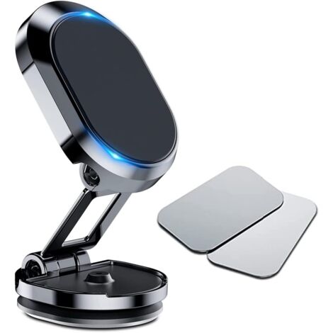 Support Téléphone Voiture Magnétique Pliable Aimant Téléphone Voiture avec Base Pliable 360° Rotation Universel Porte Portable Voiture Compatible avec Samsung iPhone pour Tous Les Smartphones (1/5)