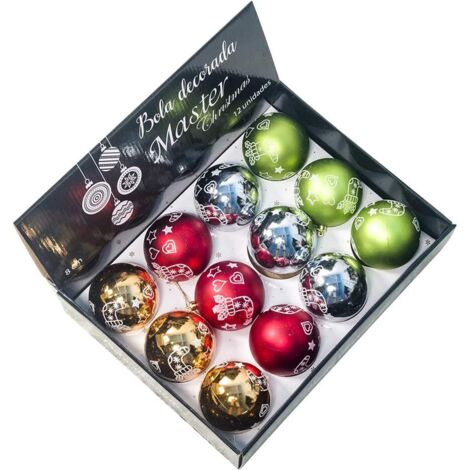 Ensemble de boules de Noël, décorations de Noël, ornements pour sapin, cadeaux (12 pièces, 8 cm) (1/5)