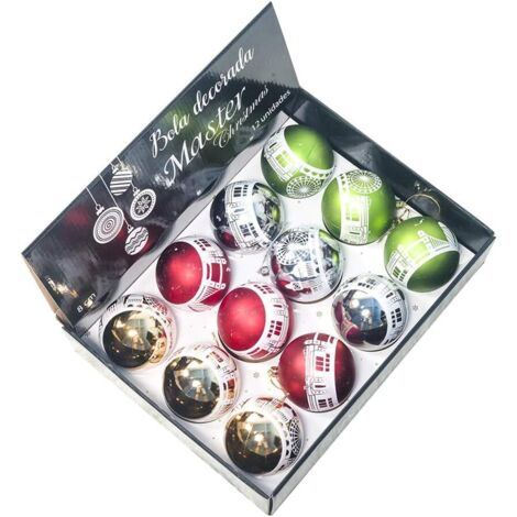 Ensemble de boules de Noël, décorations de Noël, ornements pour sapin, cadeaux (12 pièces, 8 cm) (1/5)