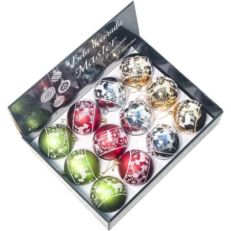 Ensemble de boules de Noël, décorations de Noël, ornements pour sapin, cadeaux (12 pièces, 8 cm) (1/5)