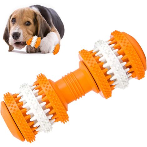 Jouet pour chien indestructible à mâcher, jouet en caoutchouc naturel, distributeur de croquettes interactif, jouet pour chiens de petite et moyenne taille, nettoie les dents. (1/5)