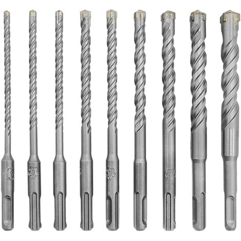 Ensemble de 9 forets à percussion électriques de 5 à 16 mm pour murs en béton, briques, parpaings, maçonnerie, scie cloche, outil de travail du bois (1/5)