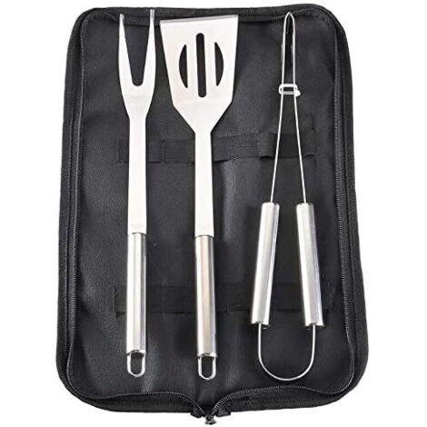 Ensemble d'ustensiles de barbecue, kit d'outils pour grillades, ensemble d'accessoires de cuisine haut de gamme en acier inoxydable extra épais, comprenant 3 ustensiles en acier inoxydable. (1/5)