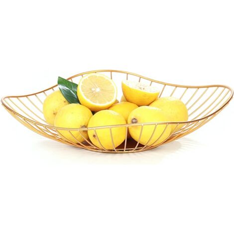 Corbeille à fruits, corbeille à fruits en métal, formes géométriques créatives de corbeilles à fruits décoratives en métal pour la maison, pour ranger légumes, en-cas, pain et fruits (doré) (1/5)