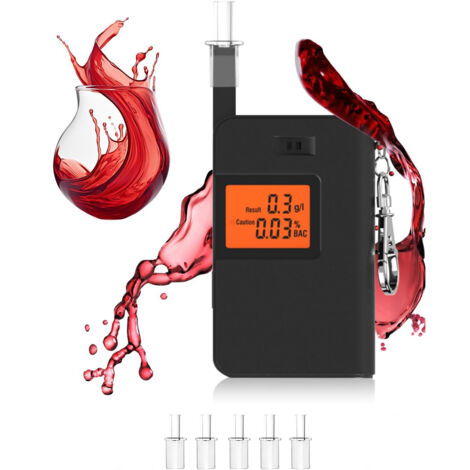 Alcootest Ethylotest Electronique Homologué, Etiloteste Electronique Portable avec Ecran Numérique LCD Orange et 5 Embouts, Haute Précision BAC, Ethylomètre pour Voiture, Maison, Voyage et Soirée (1/5)