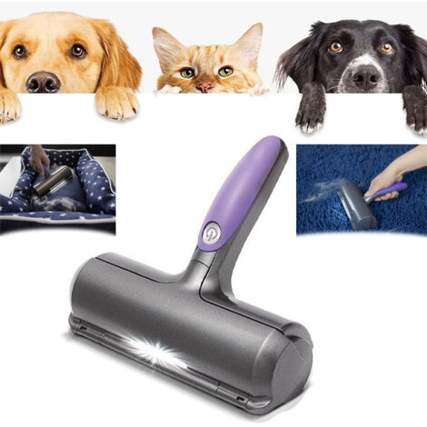 Longziming – Brosse anti-poils d'animaux – Ramassage efficace pour vêtements, canapés et voitures – Ultra-durable et réutilisable – Couleur violet et gris (1/5)