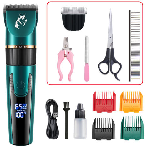 Longziming – Tondeuse pour chats et chiens – Tondeuse sans fil silencieuse – Affichage LCD intelligent – Coupe nette pour poils emmêlés