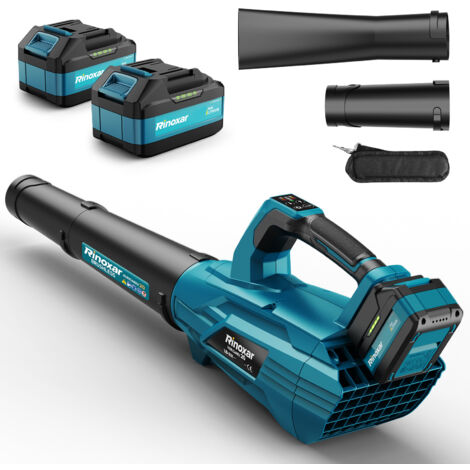 Soffiatore foglie senza fili 850W - Motore brushless 35 000 giri/min - Vento 180 km/h & 5 vel. - Batteria 18V/5200mAh, 2 ugelli