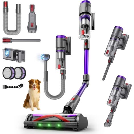 Aspirapolvere Senza Fili Speciale Animali - 58 kPa, 600W, 75 min, 1,6L, Spazzola peli Animali, Tubo Pieghevole, LED