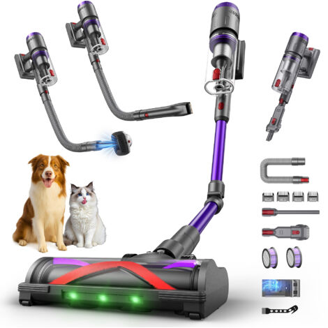 Aspirapolvere Senza Fili con Kit Toelettatura - 58 kPa, 600W, 75 min, 1,6L, Tosatrice per Animali, Filtro HEPA