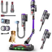 Aspirapolvere Senza Fili Speciale Animali - 58 kPa, 600W, 75 min, 1,6L, Spazzola peli Animali, Tubo Pieghevole, LED