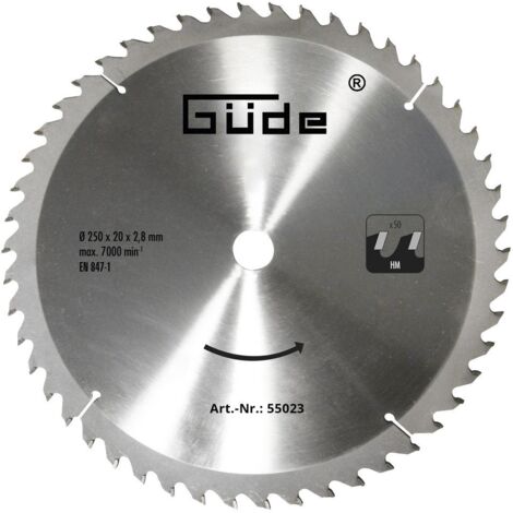 Güde Sägeblatt HM 250x20 50Z Kreissägeblatt Holzsägeblatt Holz Kreissäge