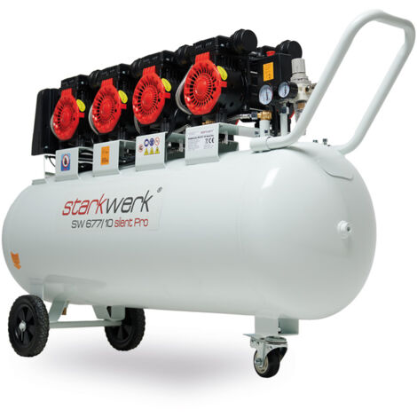 Starkwerk Flüsterkompressor Druckluftkompressor Silent SW 677/10 Pro ölfrei 400 Volt - 10 Bar - 150 Liter Kessel