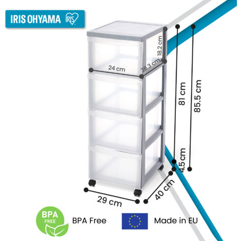 Tour De Rangement à Roulettes Iris Ohyama 6 Tiroirs - Meuble Plastique Gris Pour Bureau Et Chambre