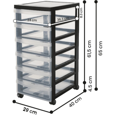 Tour de Rangement Plastique- 4 Tiroirs Moyens- Noir- Ouverture Facile Tour de Rangement Plastique- 4 Tiroirs Moyens- Noir- Ouverture Facile